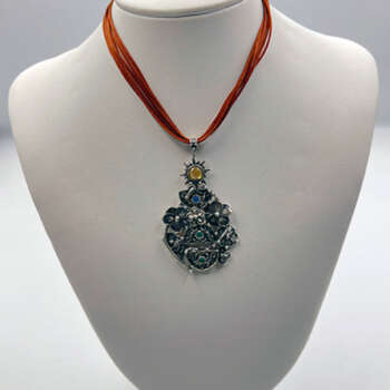 Pendente Fiori Sole Etrusco Argento