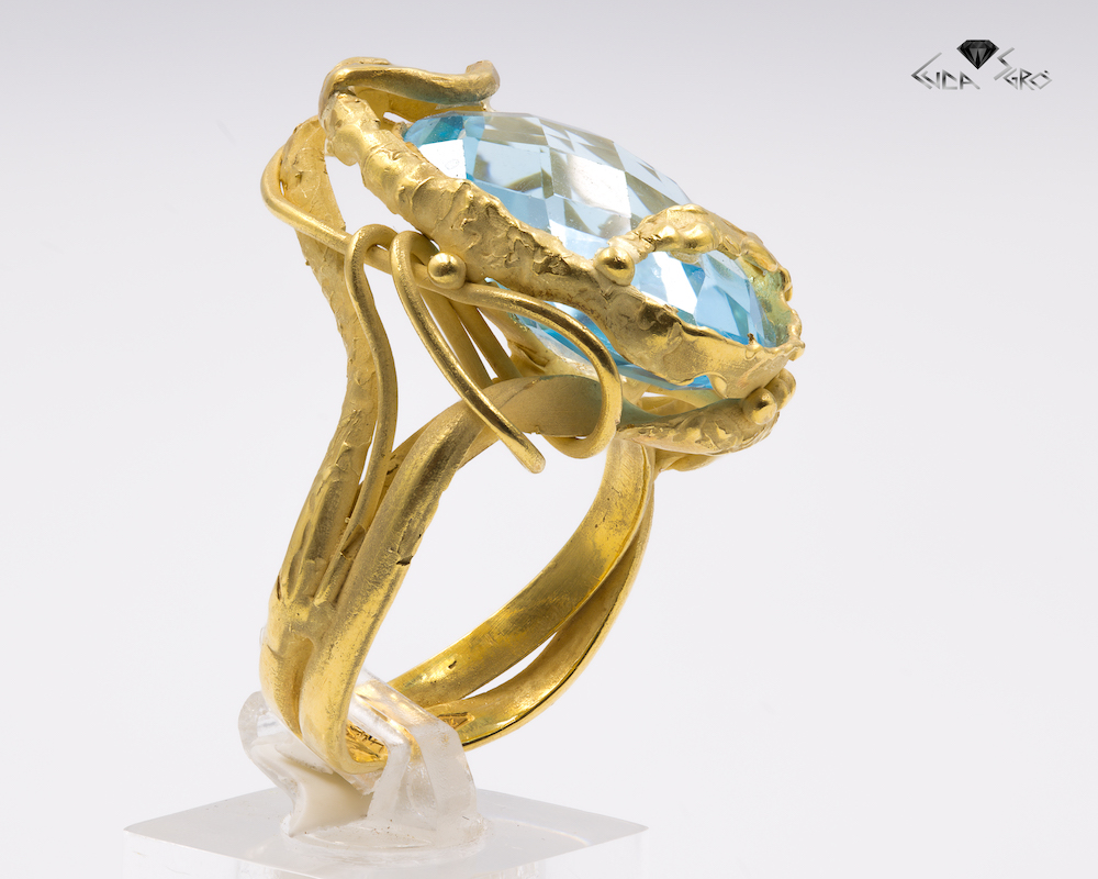 Anello Etrusco Topazio Azzurro - immagine 2