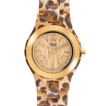 Wewood Criss donna in metallo/Leopard orologio in legno di acero, taglia unica, colore: Beige/oro