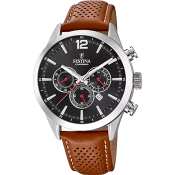 OROLOGIO FESTINA TIMELESS CHRONOGRAPH BLU, CINTURINO IN PELLE, UOMO