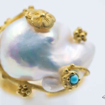 Anello Oro Etrusco Perla