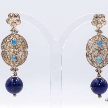 Orecchini Scudo Lapis+Agata Blu