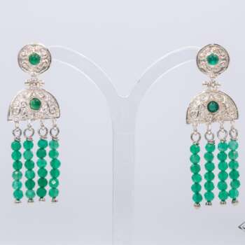 Orecchini Tenda Agata Verde Argento