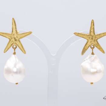 Orecchini Oro Etruschi Stella più Perla Barocca