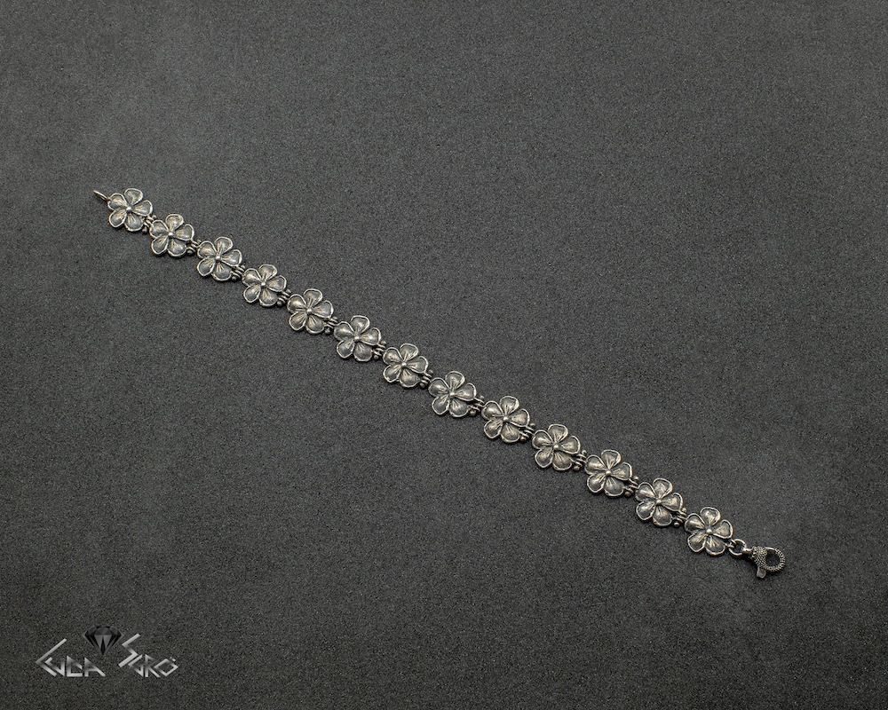 Bracciale Etrusco Fiori Argento Brunito G10-L-1